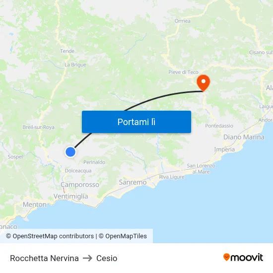 Rocchetta Nervina to Cesio map