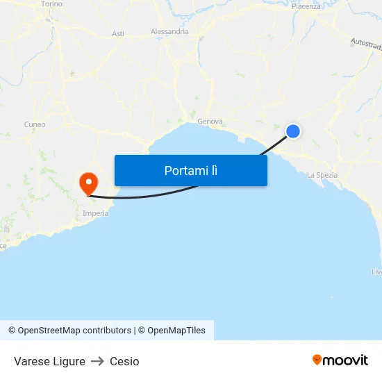 Varese Ligure to Cesio map