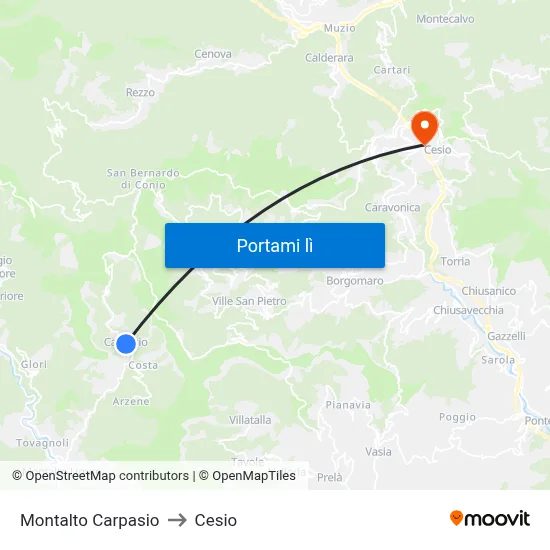 Montalto Carpasio to Cesio map