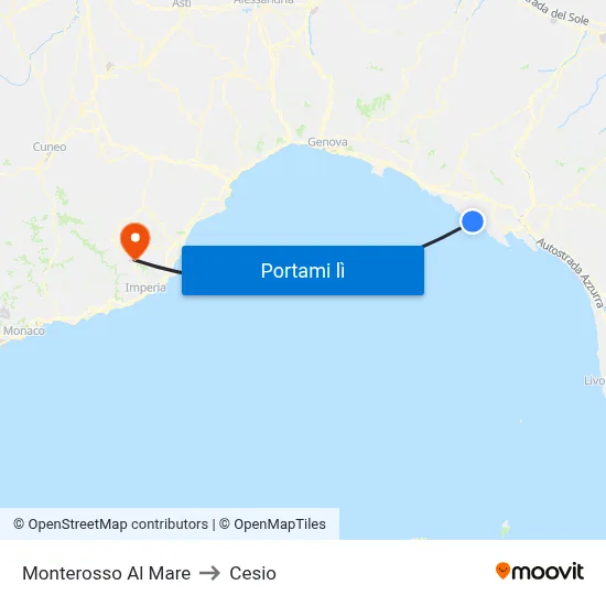 Monterosso Al Mare to Cesio map