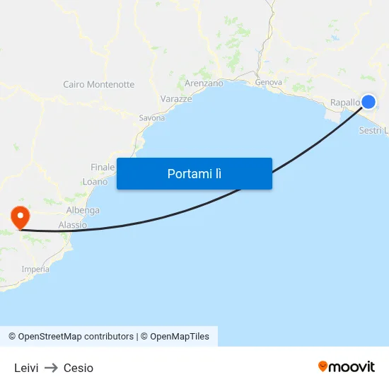 Leivi to Cesio map