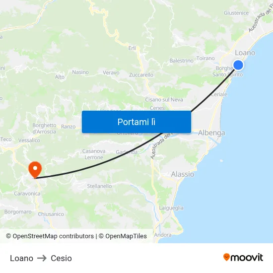 Loano to Cesio map