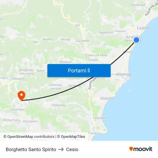 Borghetto Santo Spirito to Cesio map