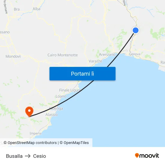 Busalla to Cesio map