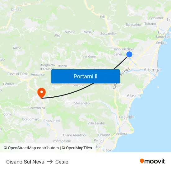 Cisano Sul Neva to Cesio map