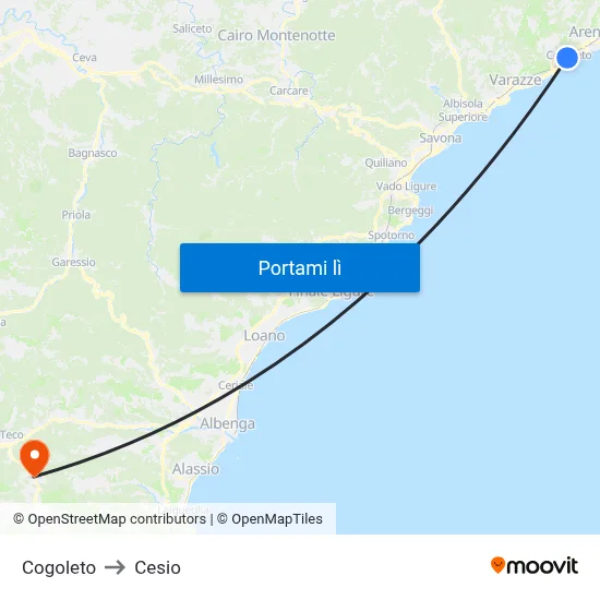 Cogoleto to Cesio map