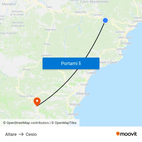 Altare to Cesio map
