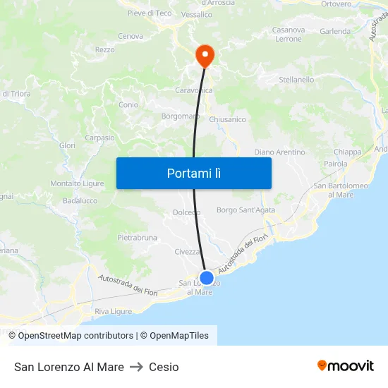 San Lorenzo Al Mare to Cesio map