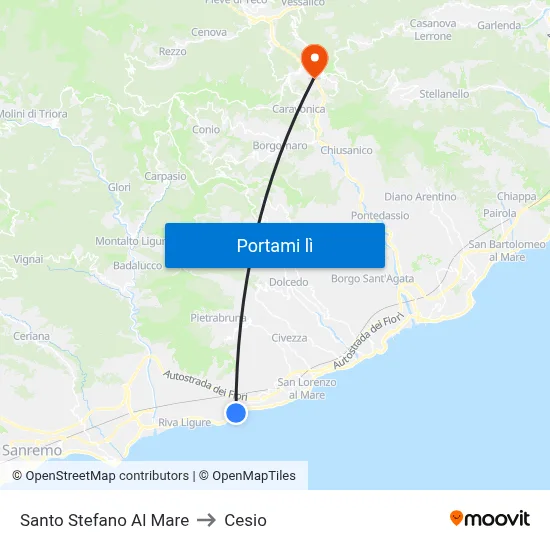 Santo Stefano Al Mare to Cesio map