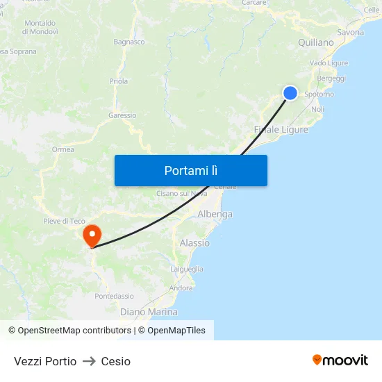 Vezzi Portio to Cesio map