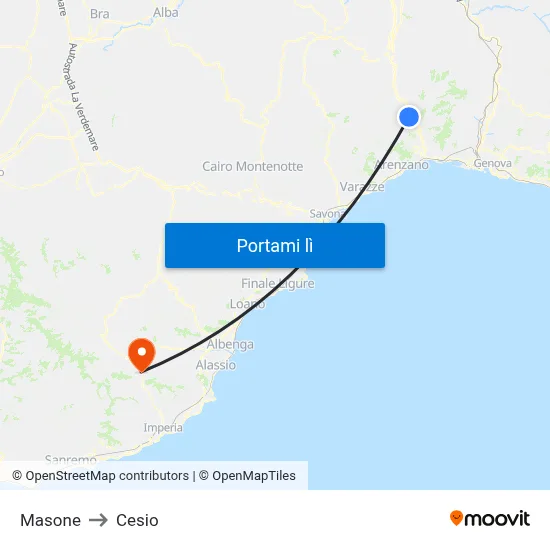 Masone to Cesio map