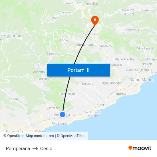 Pompeiana to Cesio map