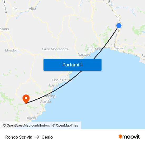 Ronco Scrivia to Cesio map