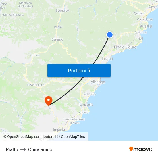 Rialto to Chiusanico map