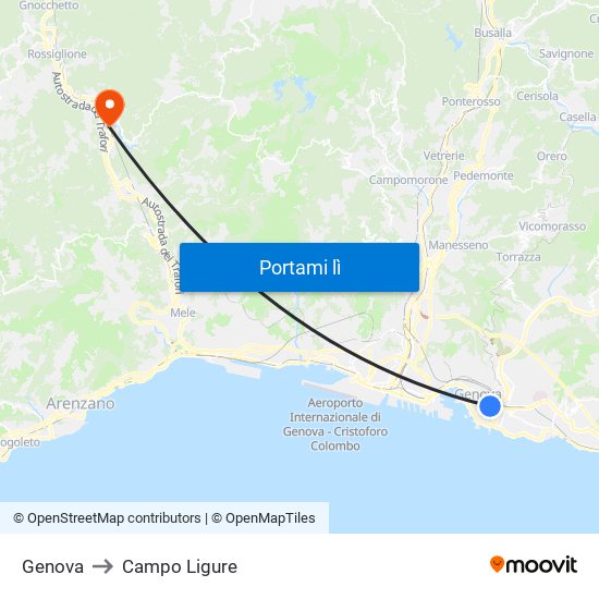 Genova to Campo Ligure map