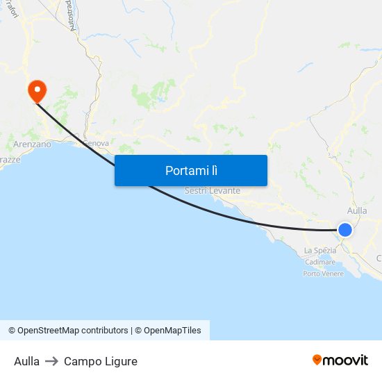 Aulla to Campo Ligure map