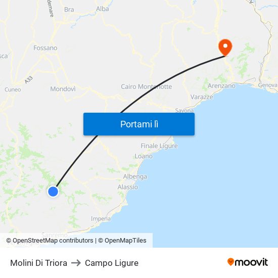 Molini Di Triora to Campo Ligure map