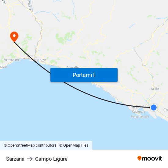 Sarzana to Campo Ligure map