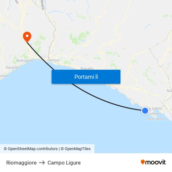 Riomaggiore to Campo Ligure map