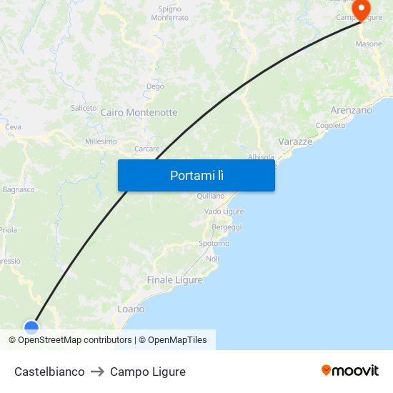 Castelbianco to Campo Ligure map
