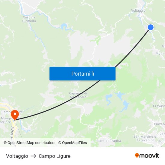 Voltaggio to Campo Ligure map