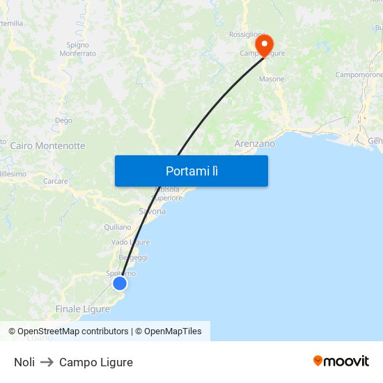 Noli to Campo Ligure map