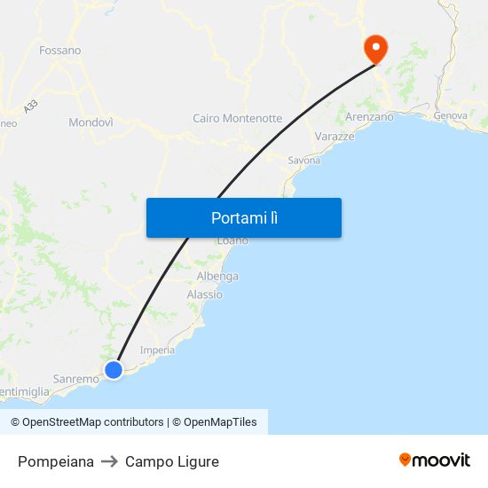 Pompeiana to Campo Ligure map