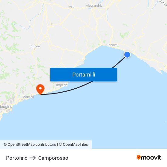Portofino to Camporosso map