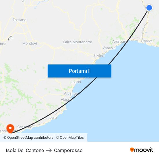 Isola Del Cantone to Camporosso map