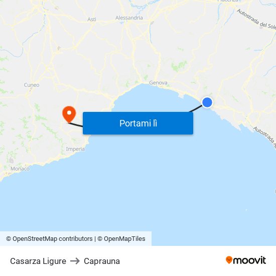 Casarza Ligure to Caprauna map