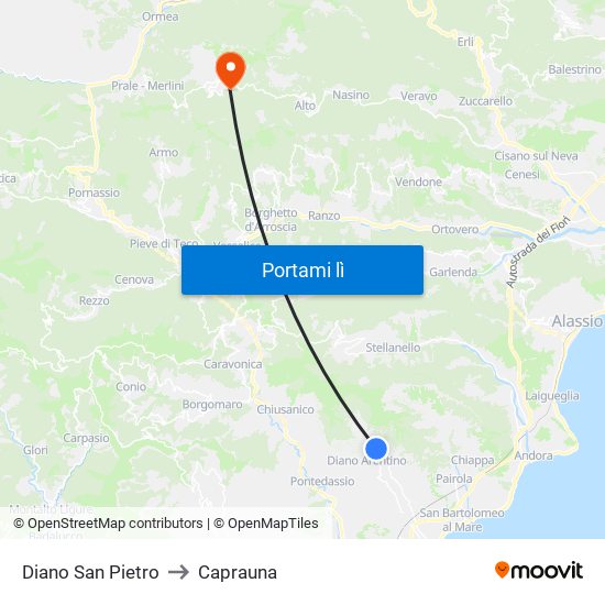 Diano San Pietro to Caprauna map