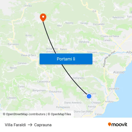 Villa Faraldi to Caprauna map