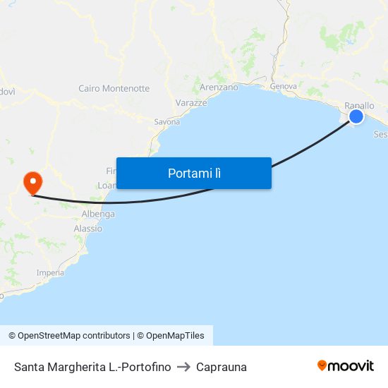 Santa Margherita L.-Portofino to Caprauna map