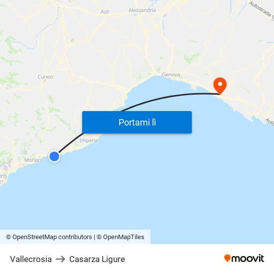 Vallecrosia to Casarza Ligure map