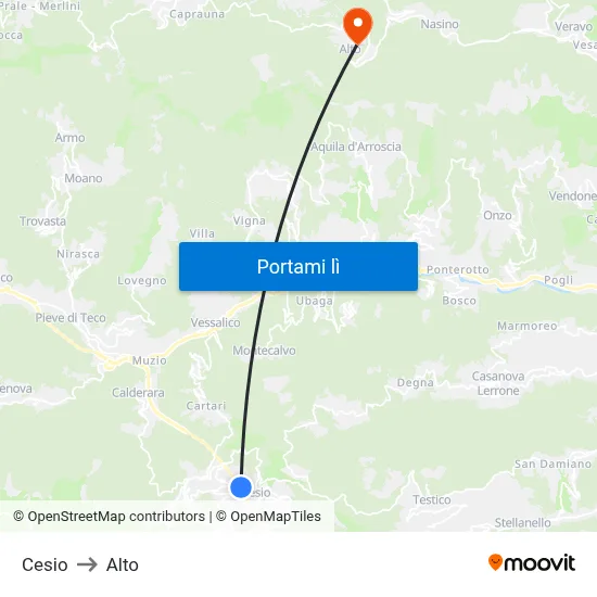 Cesio to Alto map
