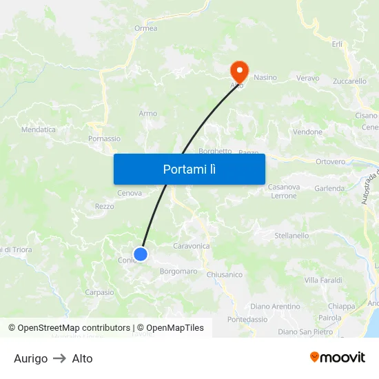 Aurigo to Alto map