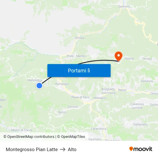 Montegrosso Pian Latte to Alto map