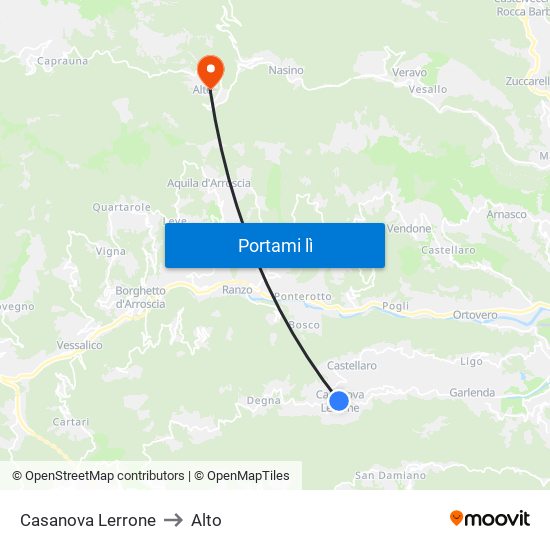 Casanova Lerrone to Alto map