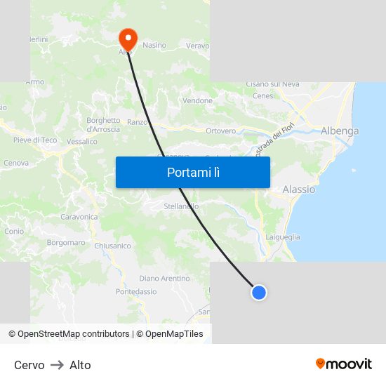 Cervo to Alto map