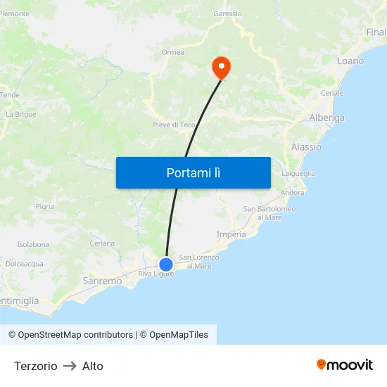 Terzorio to Alto map