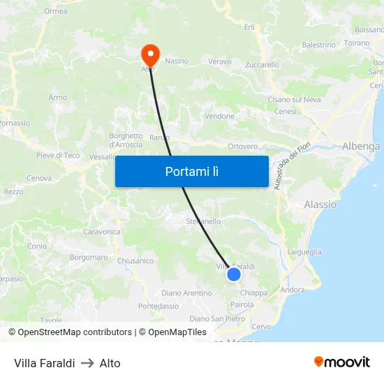 Villa Faraldi to Alto map