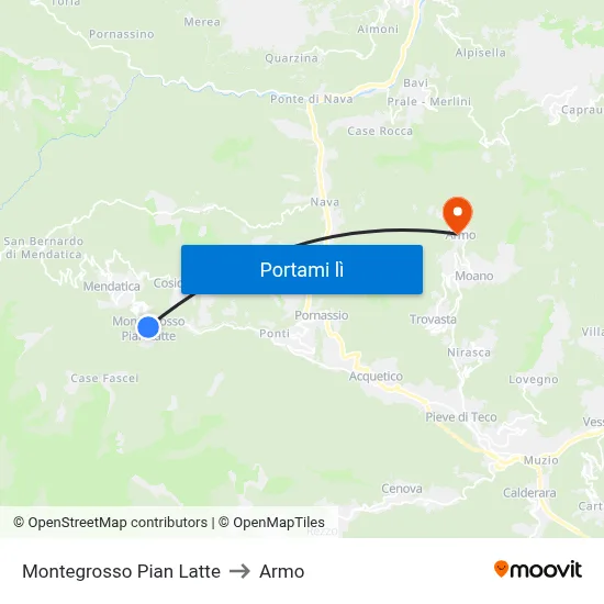 Montegrosso Pian Latte to Armo map