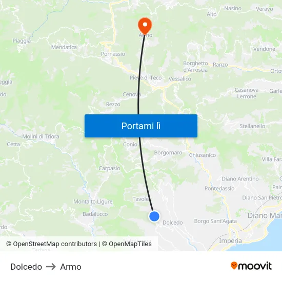 Dolcedo to Armo map