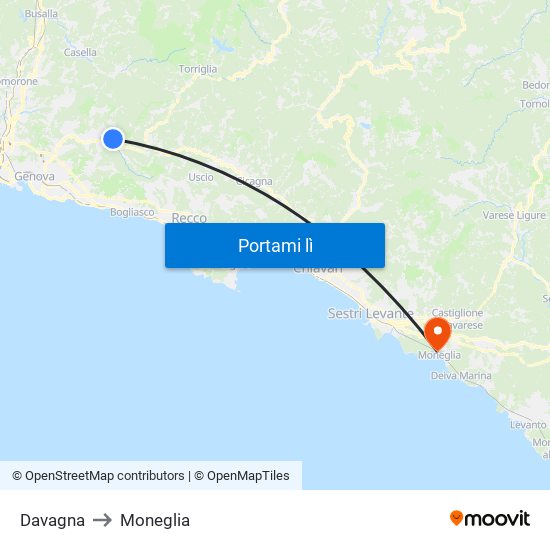 Davagna to Moneglia map