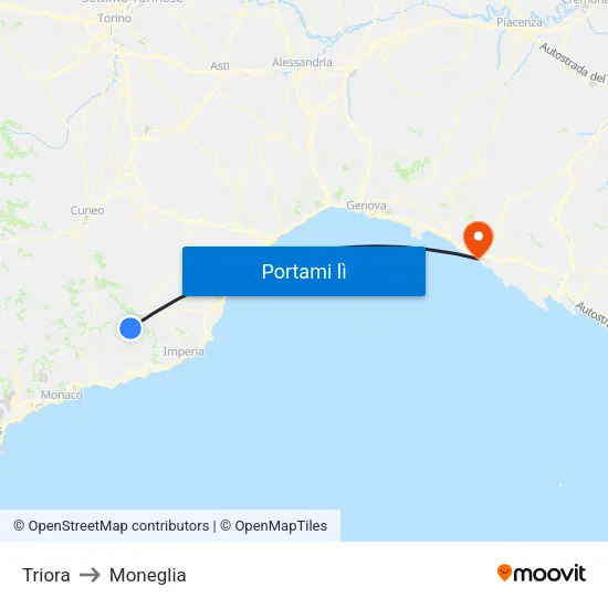 Triora to Moneglia map
