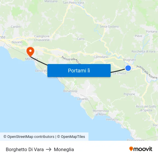 Borghetto Di Vara to Moneglia map