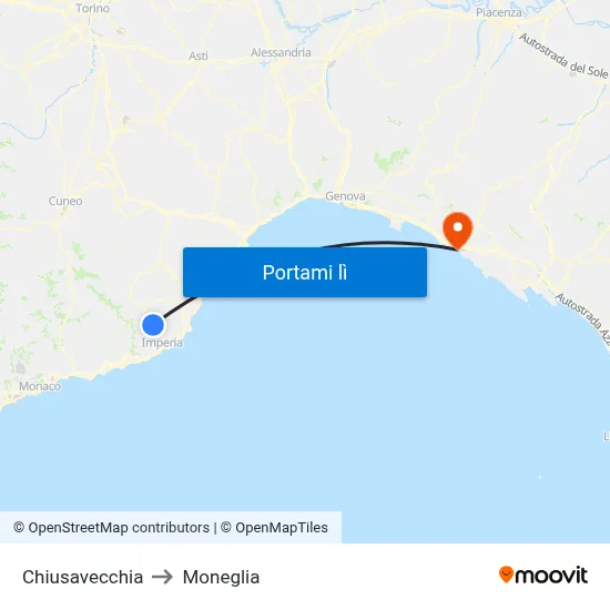 Chiusavecchia to Moneglia map