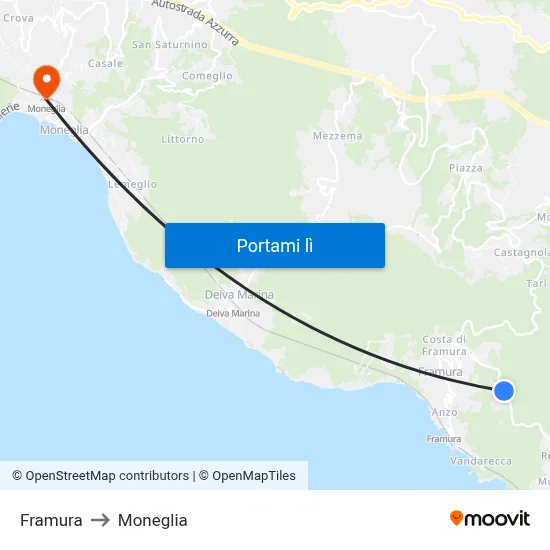 Framura to Moneglia map