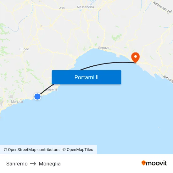 Sanremo to Moneglia map