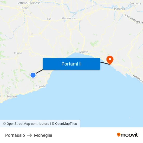 Pornassio to Moneglia map